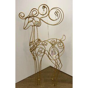 VNT Gold Wire Reindeer With Crystal Accents 10" Christmas Glitter
